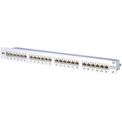 Ett patchpanel med 24 numrerade Ethernet-portar. Perfekt för att strukturera nätverkskablar i ett kommunikationsskåp.