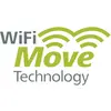 "WiFi Move Technology" logotyp i gröna och grå bokstäver med stiliserade radiosignaler ovanför ordet "Move".