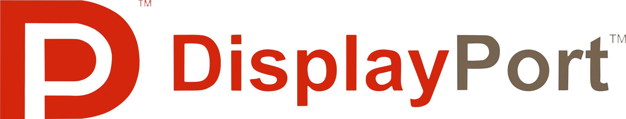 'DisplayPort'-logotyp med stiliserad röd bokstav 'D'.