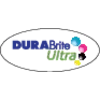 Logotyp med texten DuraBrite Ultra, intill färgglada vattenfärgsDroppar i cyan, magenta, gul och svart.