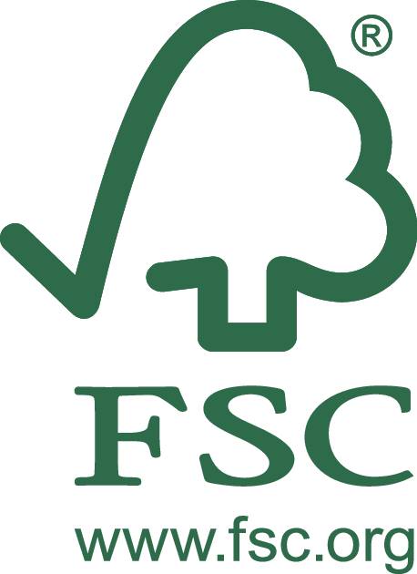 'FSC-logotyp med en trädform och URL www.fsc.org.'