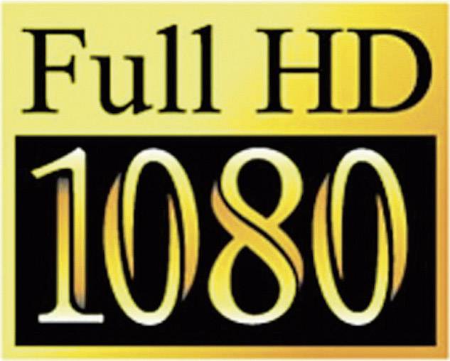 "Full HD 1080"-logotyp på gul bakgrund.