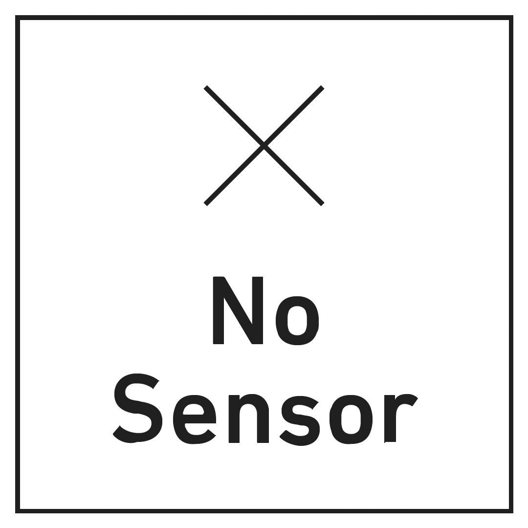 Bilden visar ett kors med texten 'No Sensor', vilket indikerar avsaknaden av en sensor.