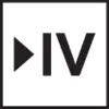 En svart knapp med en vit triangel som pekar åt höger, följt av 'IV', vilket kan stå för en ljud- eller videospelare.