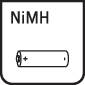 NiMH-batterisymbol visar ett uppladdningsbart nickel-metallhydridbatteri, representerat av ett plus- och minustecken.