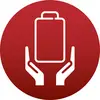 Två händer håller ett upprätt bagage, symbol för bagageskydd eller -säkerhet på en röd cirkel.