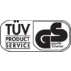 'GS Godkänd Säkerhet' och 'TÜV Product Service'-logotyp. Certifiering för kontrollerad produktsäkerhet.