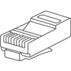 Illustration av en RJ45-kontakt, sådan som används för Ethernet-anslutningar.