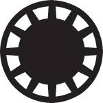 En stiliserad, svart cannabisblad på vit bakgrund, som används som symbol för medicinskt eller rekreativt bruk.
