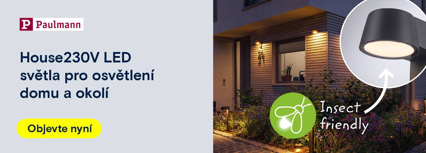  Společnost Paulmann inzeruje LED svítidla „House230V“ pro domácí osvětlení s tvrzením „Insect friendly“.