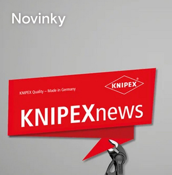 Obrázek z newsletteru Knipexnews s červeným grafickým prvkem a kleštěmi Knipex vyčnívajícími zespodu.