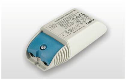 Elektronický transformátor s výkonem 70 W o rozměrech 11 x 5,5 x 3,5 cm a váze 120 g