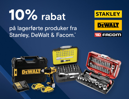 10% discount on Stanley, DeWalt & Facom*