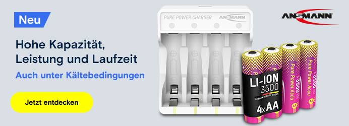 Ansmann . Hohe Kapazität, Leistung und Laufzeit. 