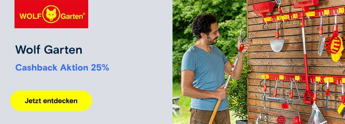 Banner über die WOLF-Garten Cashback Aktion 2025