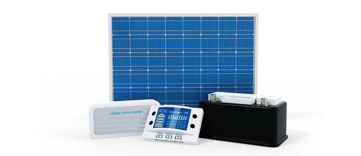Solarbatterie, Solarzellen und ein digitales Messgerät zur Überwachung der Energieerzeugung.