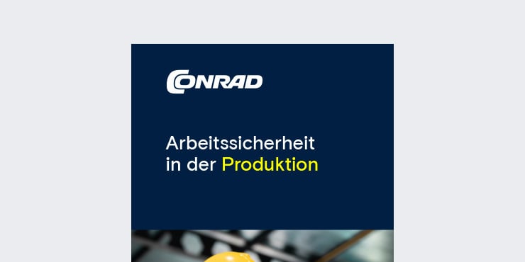 Titelseite des Flyers mit der Aufschrift Arbeitssicherheit in der Produktion