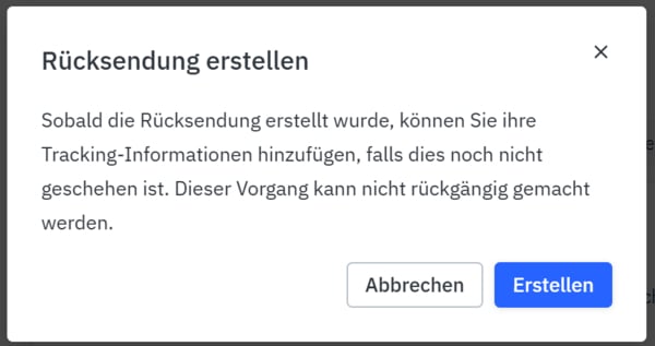Feld Rücksendung erstellen Feld Rücksendung erstellen