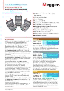 Download Datenblatt Megger Hochspannungs-Isolationsprüfgeräte der Reihe Advanced