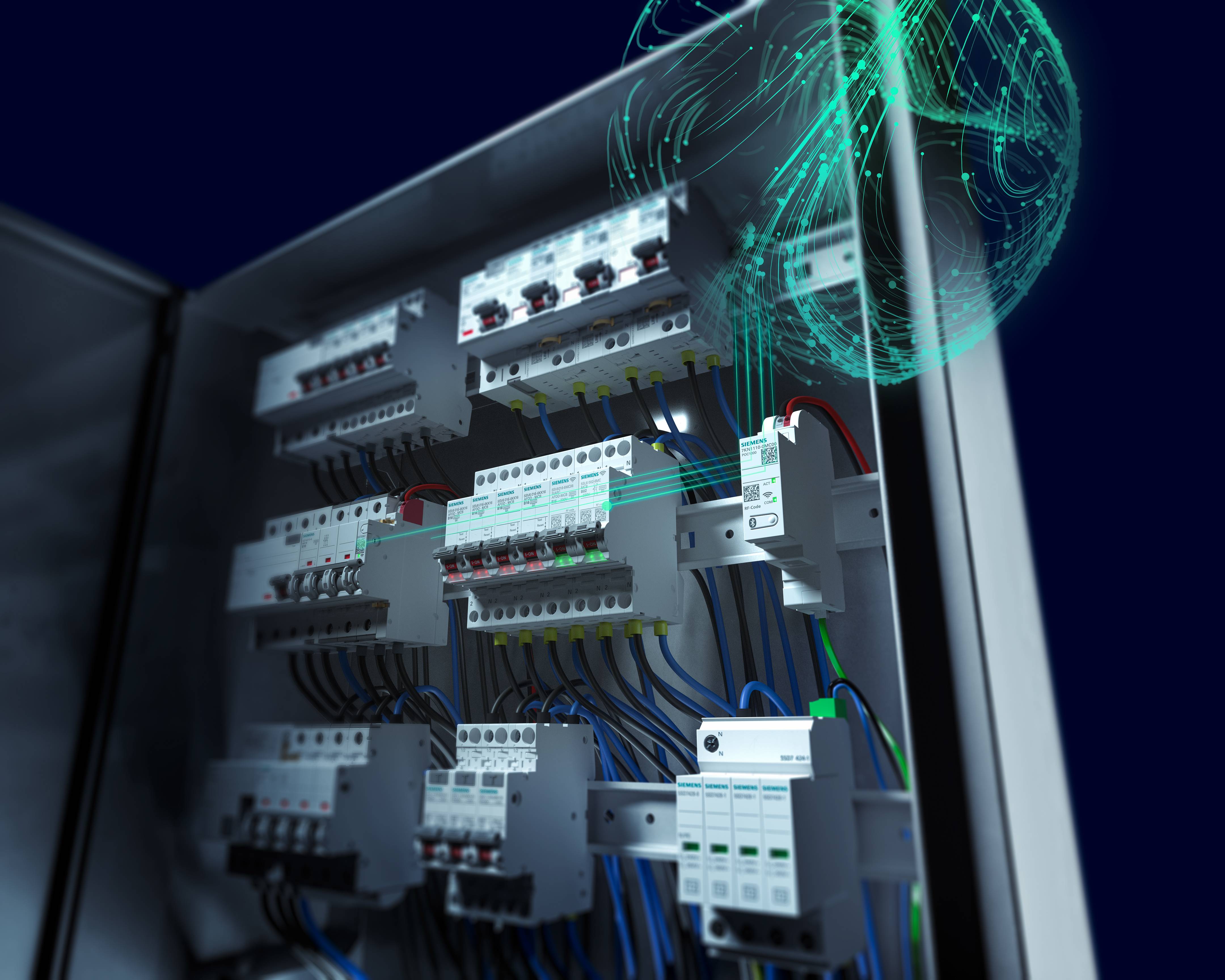 mehrere Schutzrelais in einem Schaltschrank