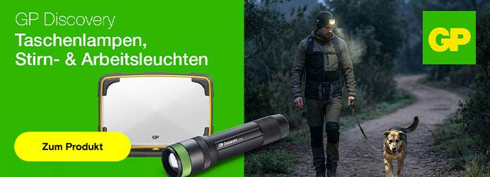 GP Battery: Taschenlampen, Stirn -& Arbeitsleuchten