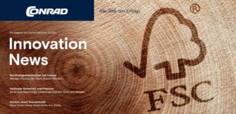 Das Bild zeigt das Titelblatt eines Magazins von Conrad Electronic mit dem Titel "Innovation News 03/2025". Es thematisiert aktuelle Nachhaltigkeitsinitiativen von Conrad. Der Text deutet auf Themen wie stetiger Prozess des Noch-Besser-Werdens und auf weitere aktuelle Business-Themen hin. Bei Klick auf das Bild öffnet sich die Ausgabe der Innovation News 3/2025 im Browser.