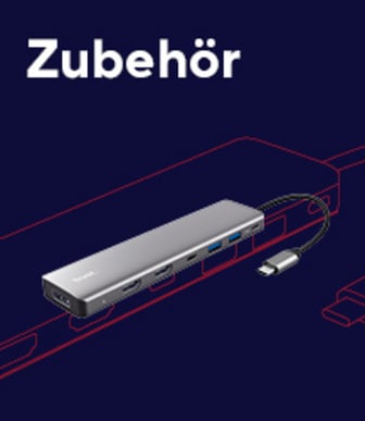 Ein silberner USB-Hub mit dem Schriftzug Zubehör" darüber.