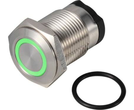 Produktabbildung Vorderansicht TRU Components TC-13224148 ONPOW6316F-10E/Q/G/12V/S Drucktaster 36 V DC/AC