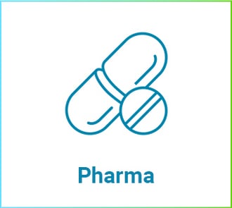 ild einer Kachel mit dem Text "Pharma" und einer Fotografie von Chemikalien in einem Labor. Ebrobranchenpharmacat