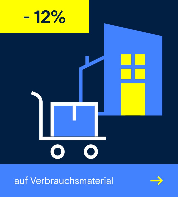 12 % Rabatt auf Verbrauchsmaterialien. Jetzt profitieren →