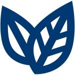 Ein dunkelblaues Icon mit zwei stilisierten Blättern.