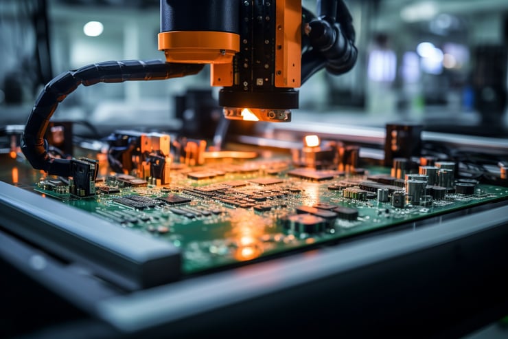 Automatisierte Präzisionsprüfung einer miniaturisierten Leiterplatte in der Elektronikfertigung