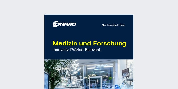 Titelseite des Flyers mit der Aufschrift Medizin und Forschung – Innovativ präzise relevant