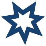 Ein dunkelblaues Icon in Form eines achtzackigen Sterns.