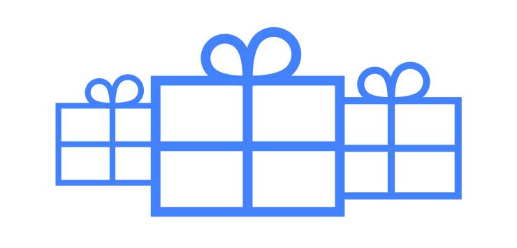 Drei Geschenkpakete-Icons