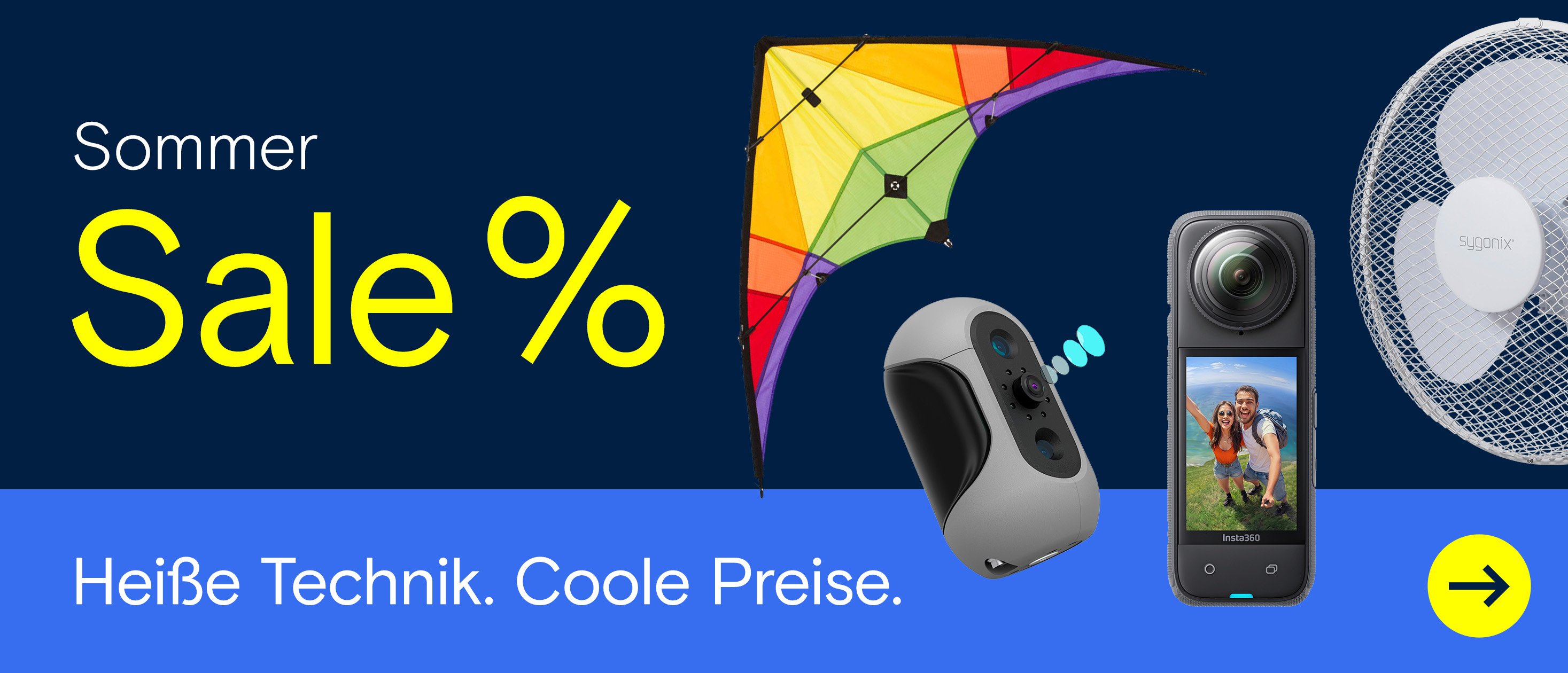 Werbebanner zur Summer Sale mit unterschiedlichen Artikeln aus der Aktion.