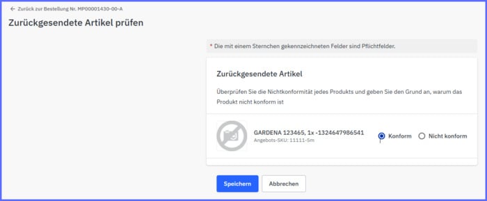 zurückgesendete Artikel prüfen