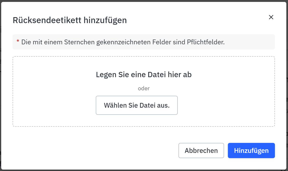 Rücksendeetikett hinzufügen