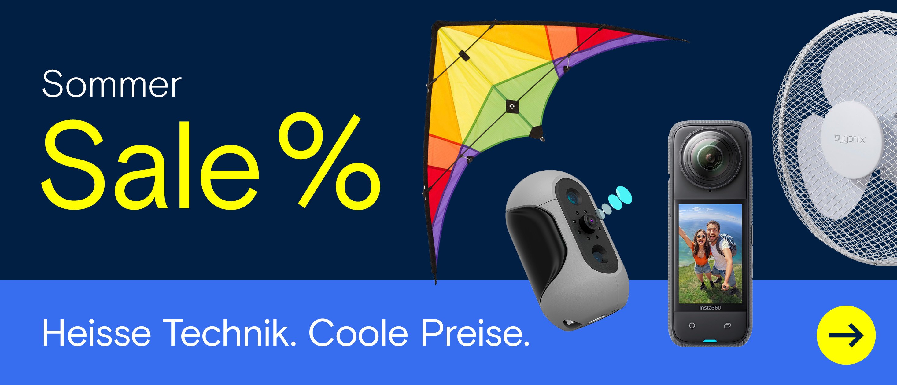 Werbebanner zur Summer Sale mit unterschiedlichen Artikeln aus der Aktion.