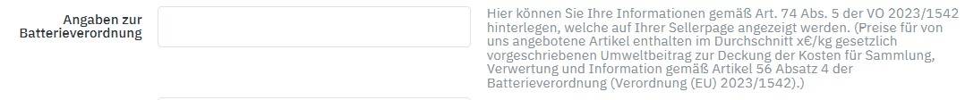 Angaben zur Batterieverordnung