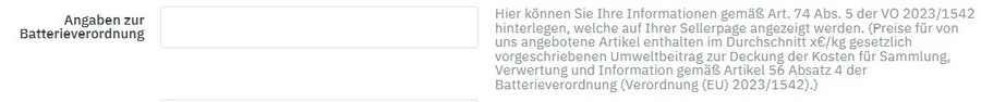 Angaben zur Batterieverordnung Angaben zur Batterieverordnung