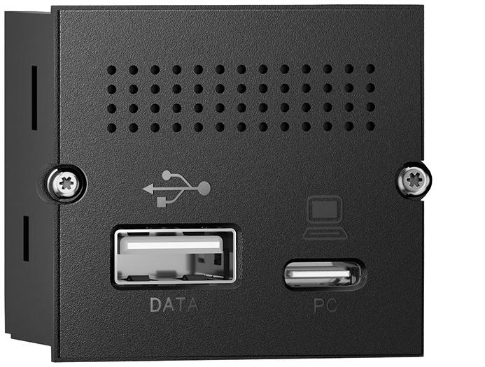 Bachmann CM Mini Port Replicato mit USB-A und USB-C Anschlüssen für Daten und PC-Verbindung.