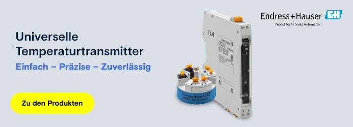 Zwei Endress+Hauser Temperaturtransmitter. Zu den Produkten.