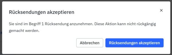 Rücksendungen akzeptieren Rücksendungen akzeptieren