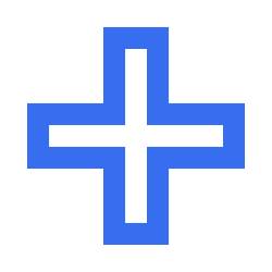 Blaues Icon von einem Kreuz