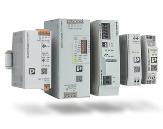 Een gedetailleerde afbeelding van de voedingen van Phoenix Contact, die een reeks robuuste en betrouwbare apparaten voor diverse industriële toepassingen tonen.