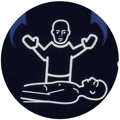 Schritt 2: Defibrillator analysiert Zustand der Person