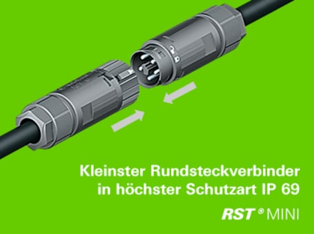 Kleinster Rundsteckverbinder in höchster Schutzart IP 69