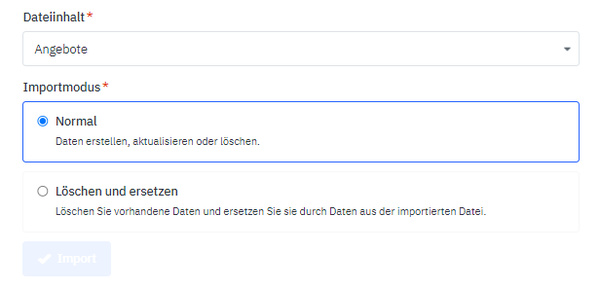 Angebotsdatenimport
