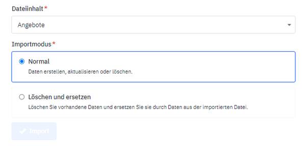 Angebotsdatenimport